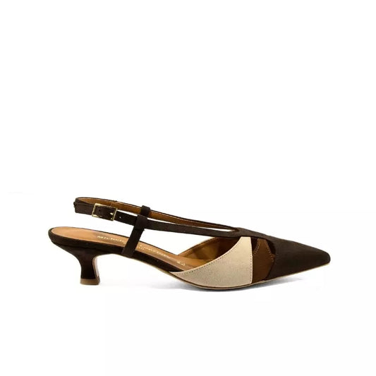 Slingback in camoscio tricolor con punta sfilata | Michele Lopriore