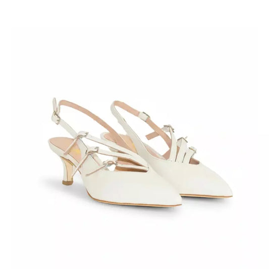 Slingback in nappa burro con cinturini multipli e tacco kitten | Michele Lopriore