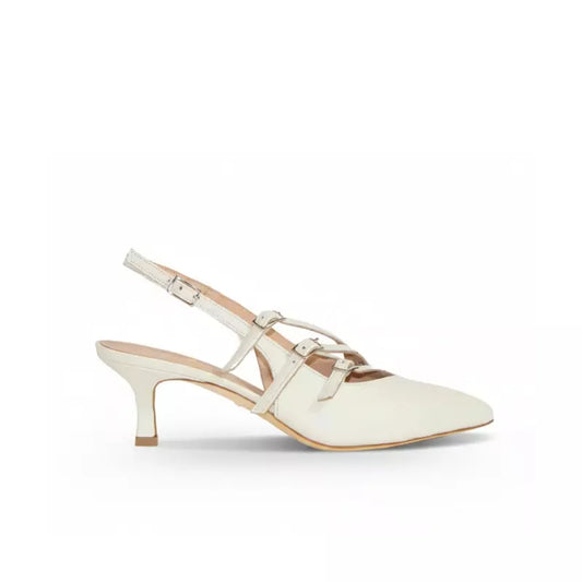Slingback in nappa burro con cinturini multipli e tacco kitten | Michele Lopriore