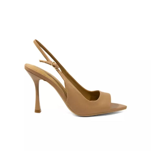 Slingback in nappa nude con punta aperta | Michele Lopriore