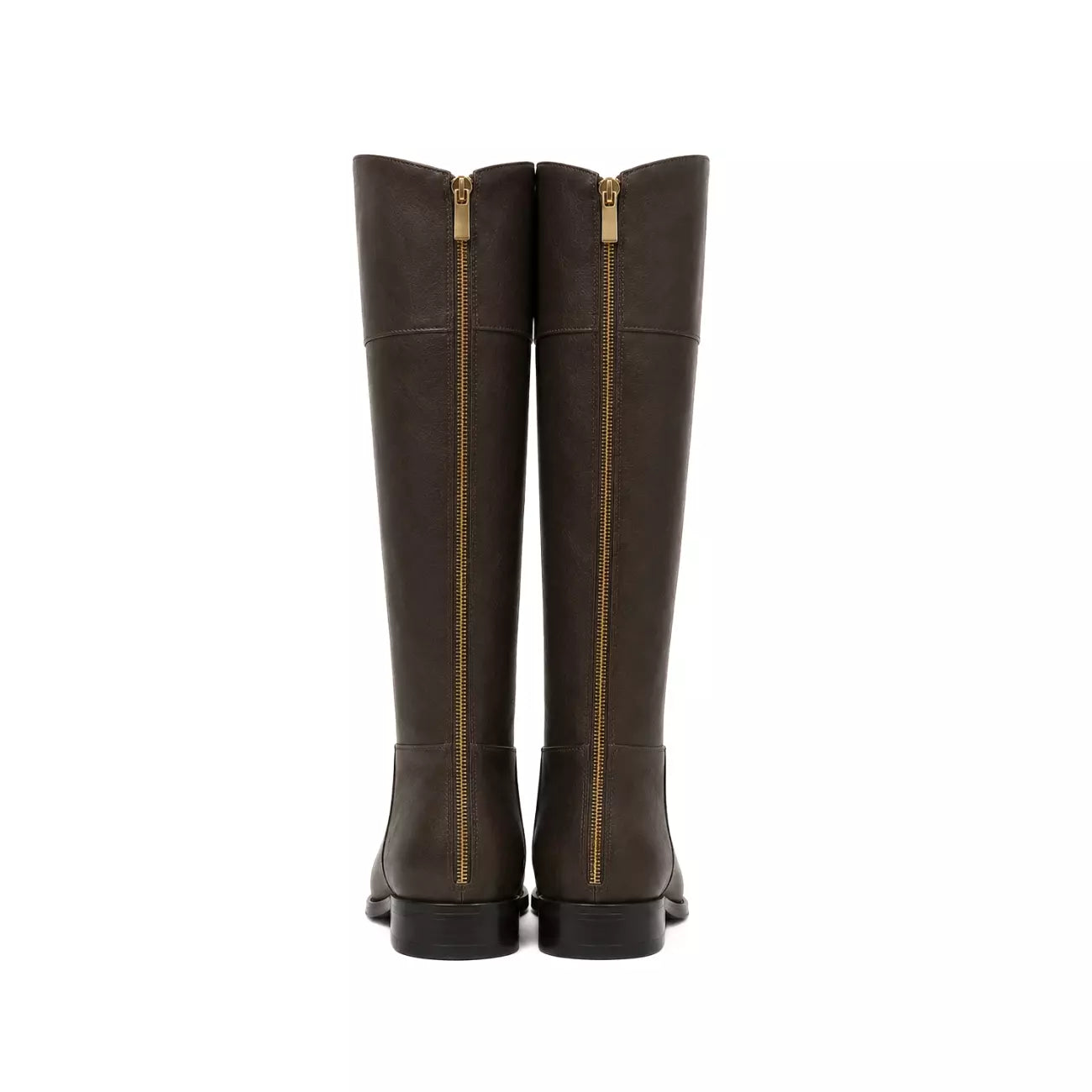 Stivale alto a punta arrotondata in vitello testa di moro con zip posteriore oro | Michele Lopriore