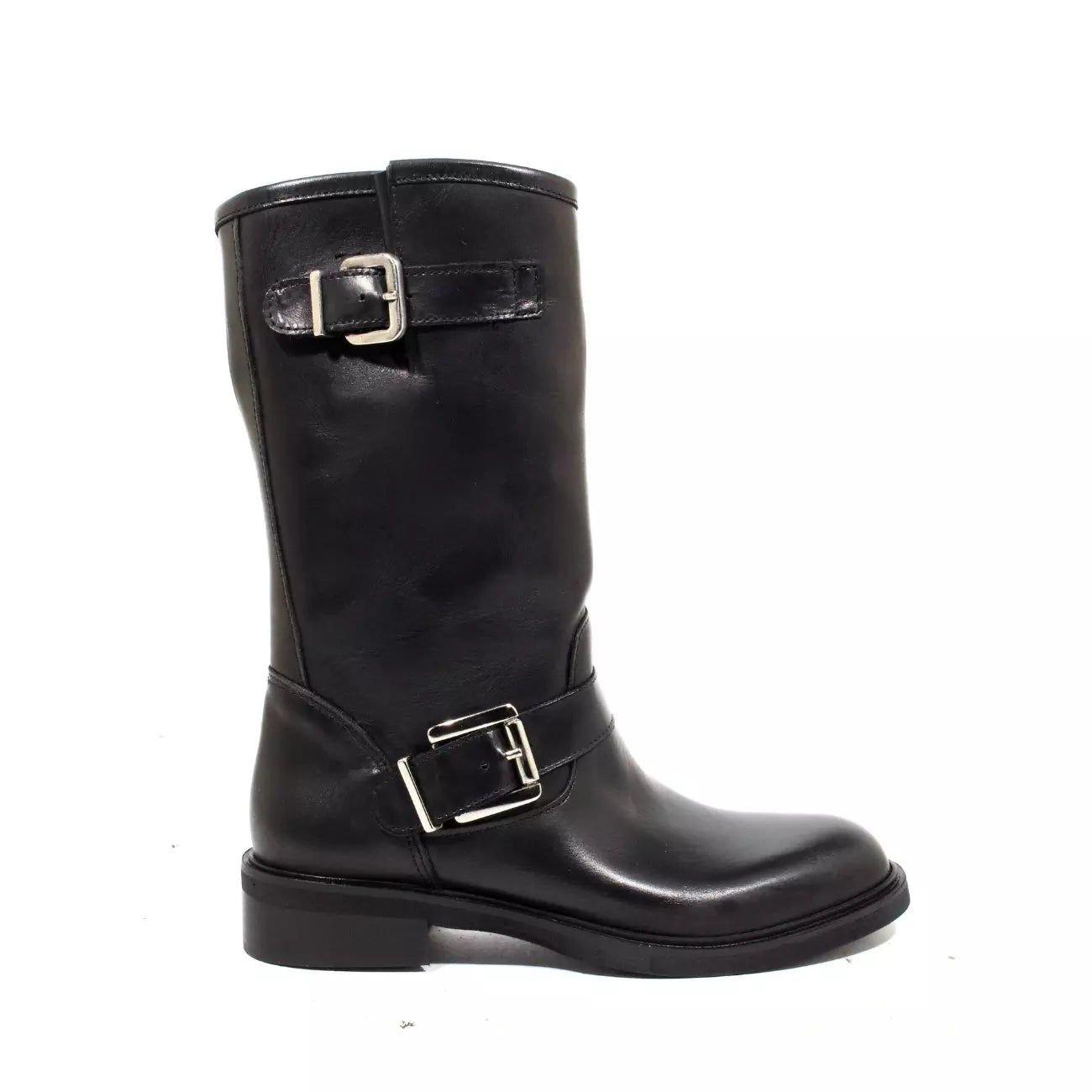 Stivale biker nappa nera con fibbie | Michele Lopriore