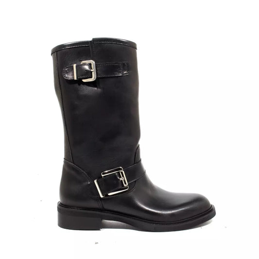 Stivale biker nappa nera con fibbie | Michele Lopriore
