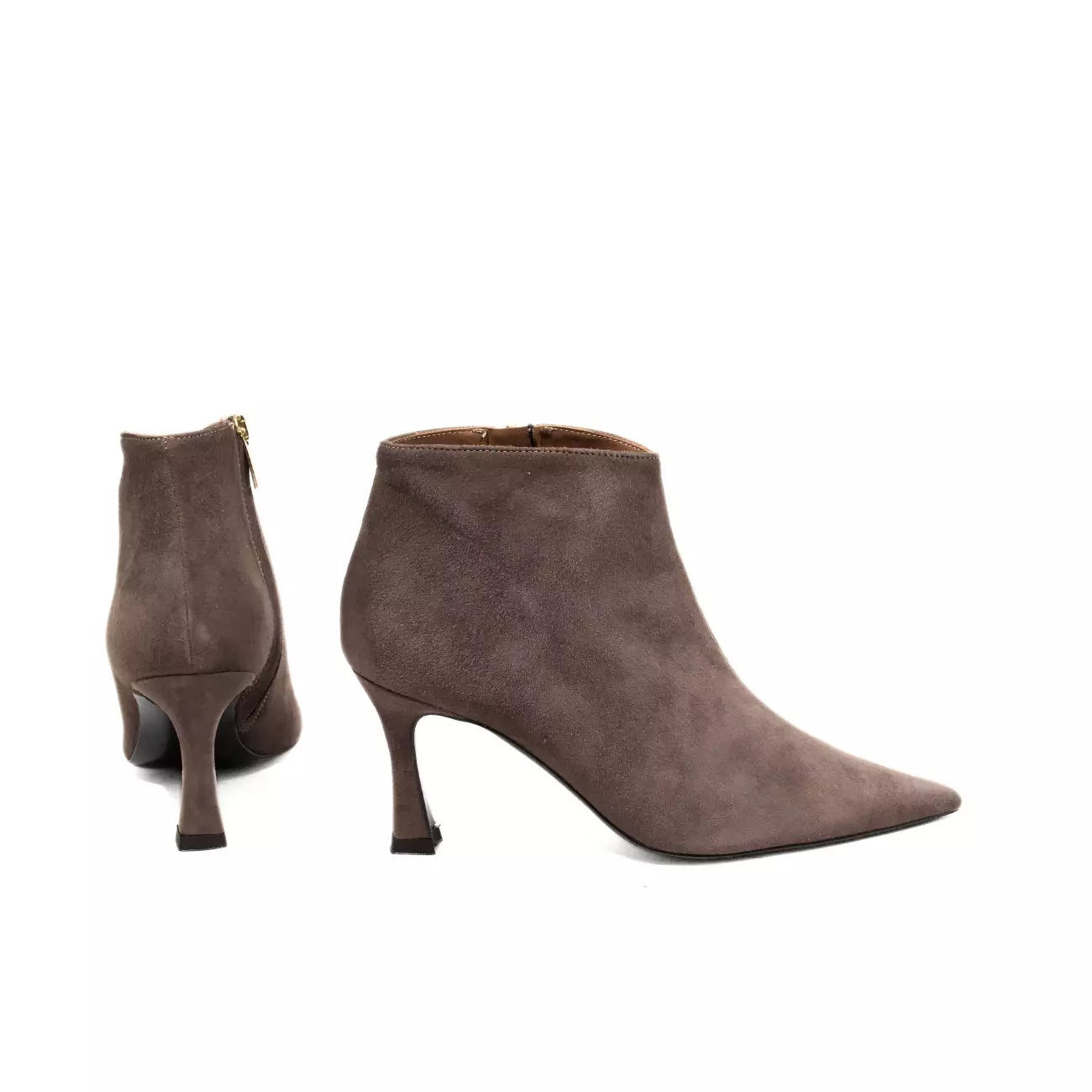 Tronchetto donna in camoscio taupe con tacco | Michele Lopriore