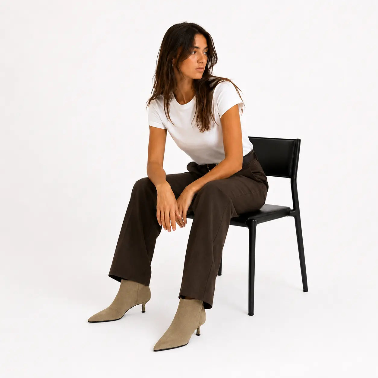 Tronchetto in crosta taupe con tacco 5 cm  | Michele Lopriore