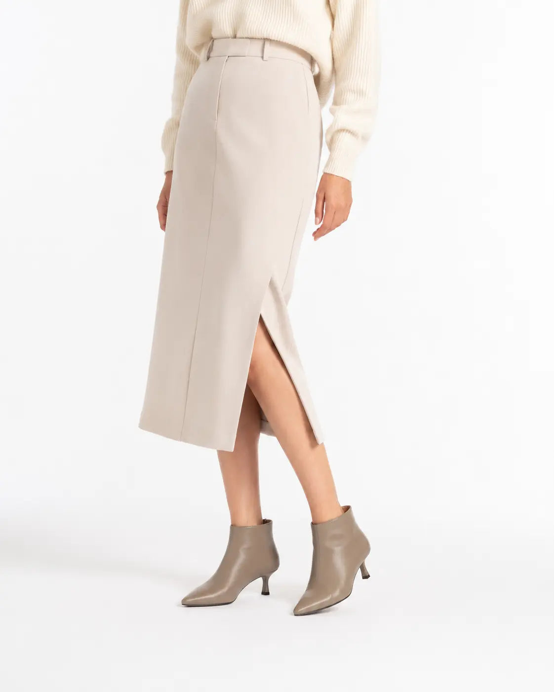 Tronchetto in nappa taupe con tacco | Michele Lopriore